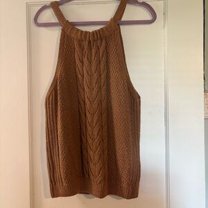 NWT Brown Anthropologie Pilcro Cropped Cable-Knit Sweater Tank